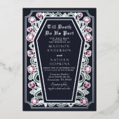 Till Death Do Us Part Roos Black Gothic Wedding Folie Uitnodiging (Voorkant)