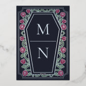 Till Death Do Us Part Roos Black Gothic Wedding Folie Uitnodiging (Achterkant)