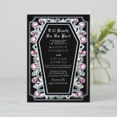 Till Death Do Us Part Roos Black Gothic Wedding Folie Uitnodiging (Staand Voorkant)