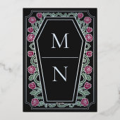 Till Death Do Us Part Roos Black Gothic Wedding Folie Uitnodiging (Achterkant)