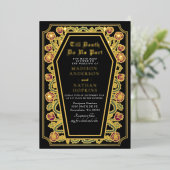 Till Death Do Us Part Roos Black Gothic Wedding Folie Uitnodiging (Staand Voorkant)