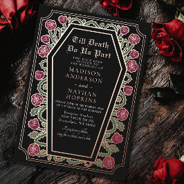 Till Death Do Us Part Roos Black Gothic Wedding Folie Uitnodiging