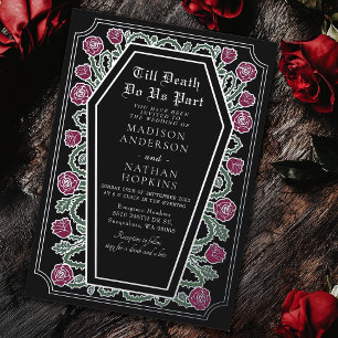 Till Death Do Us Part Roos Black Gothic Wedding Folie Uitnodiging