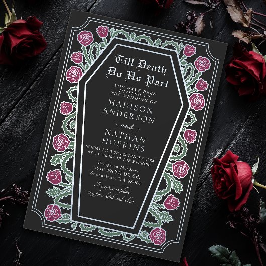 Till Death Do Us Part Roos Black Gothic Wedding Kaart