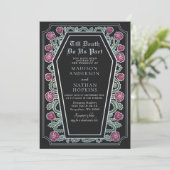 Till Death Do Us Part Roos Black Gothic Wedding Kaart (Staand voorkant)