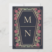 Till Death Do Us Part Roos Blauwe Gotische bruilof Kaart (Achterkant)