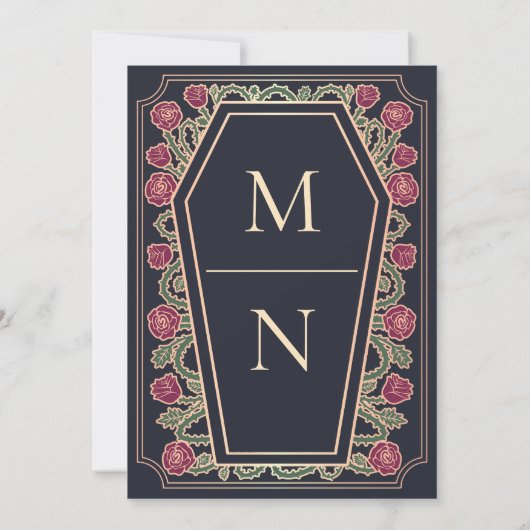 Till Death Do Us Part Roos Blauwe Gotische bruilof Kaart (Achterkant)