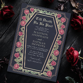 Till Death Do Us Part Roos Blauwe Gotische bruilof Kaart