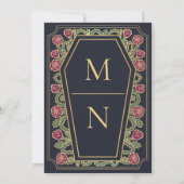 Till Death Do Us Part Roos Blauwe Gotische bruilof Kaart (Achterkant)