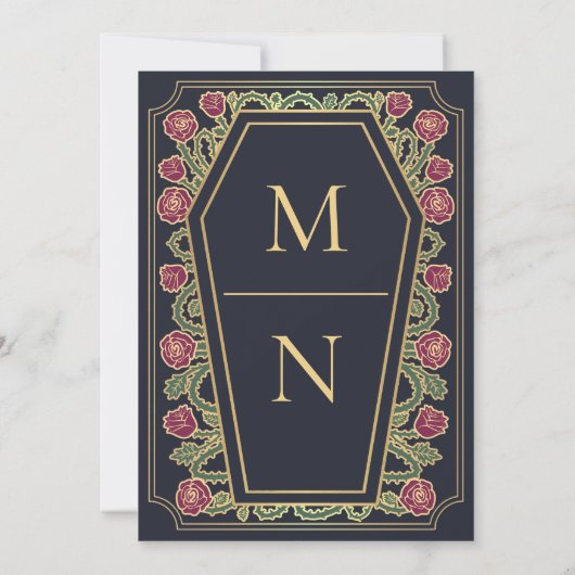 Till Death Do Us Part Roos Blauwe Gotische bruilof Kaart (Achterkant)