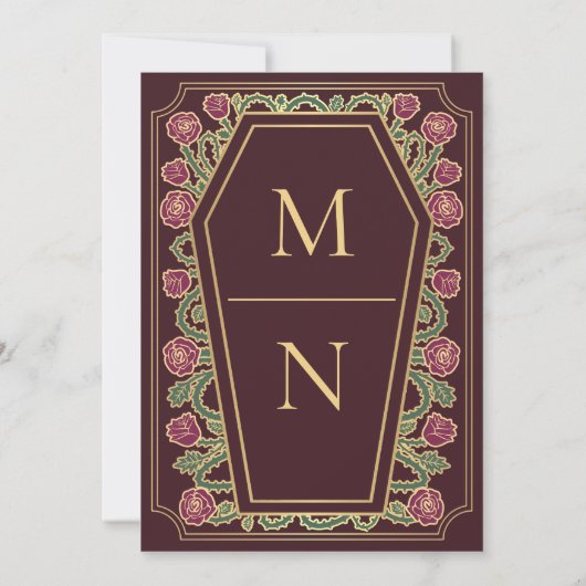 Till Death Do Us Part Roos Rode Gotische bruiloft Kaart (Achterkant)