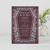 Till Death Do Us Part Roos Rode Gotische bruiloft Kaart (Staand voorkant)
