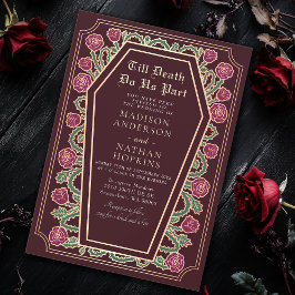 Till Death Do Us Part Roos Rode Gotische bruiloft Kaart