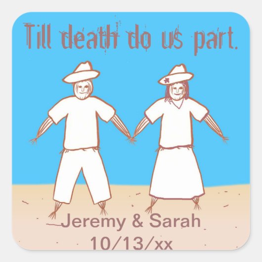 Till death do us part Scarecrow Wedding Stickers (Voorkant)