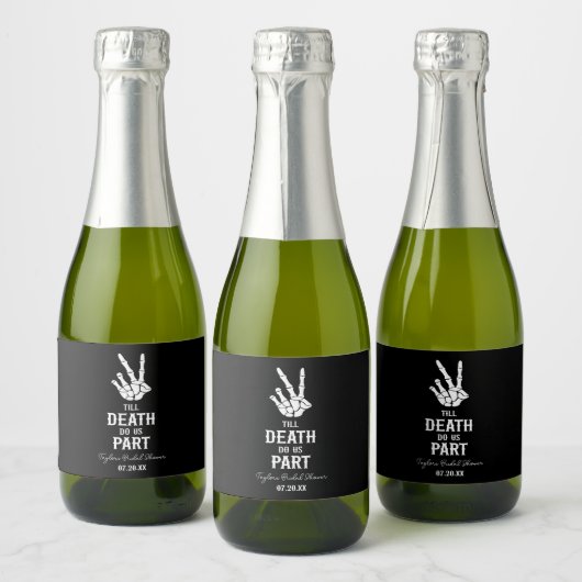 Till Death Do us Part Skelet Vrijgezellenfeest Min Sparkling Wijnetiket (Flessen)