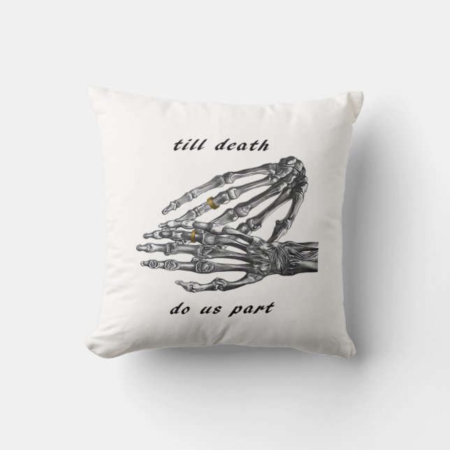 Till Death Do Us Part Skeleton Hands (Cream) -klas Kussen (Voorkant)