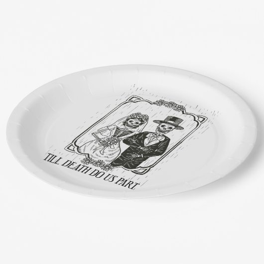 Till Death Do Us Part Skeleton Wedding Paar Papieren Bordje (Gekanteld)