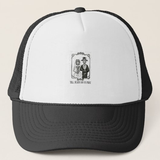 Till Death Do Us Part Skeleton Wedding Paar Trucker Pet (Voorkant)