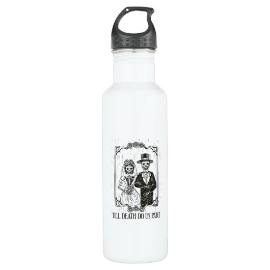Till Death Do Us Part Skeleton Wedding Paar Waterfles (Voorkant)