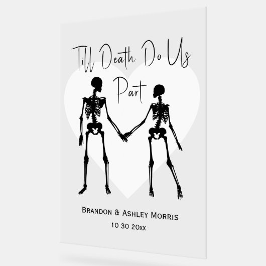 Till Death Do Us Part Skeleton Wedding Welkom Acryl Bord (Hoek)