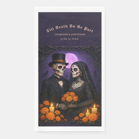 Till Death Do Us Part Skull Candy Couple Wedding Servet (Voorkant)