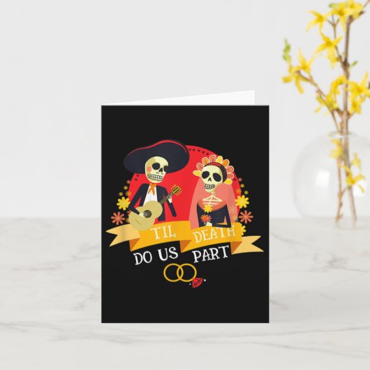 Till Death Do Us Part Sugar Skull Bruid Gr Kaart (Gele Bloem)