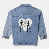 Till Death Do us part wit & zwart skelet Denim Jacket (Achterkant)