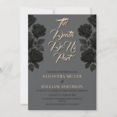 Till Death Do Us Part Zwart Roos Gotische bruiloft Kaart (Voorkant)