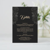 Till Death Do Us Part Zwart Roos Wedding Details Informatiekaartje (Staand voorkant)