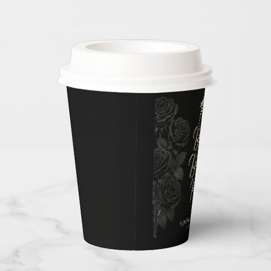 Till Death Do Us Part Zwarte Roos bruiloft Papieren Bekers (Rechts)