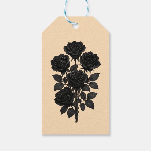Till Death Do Us Part Zwarte Rozen bruiloft Cadeaulabel (Achterkant)