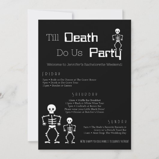 Till Death Do US Party Bachelorette Routebeschrijv Kaart (Voorkant)