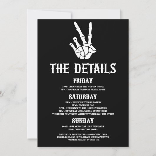 Till Death Do US Party Bachelorette Weekend Party Kaart (Achterkant)