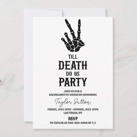 Till Death Do US Party Bachelorette Weekend Party Kaart (Voorkant)