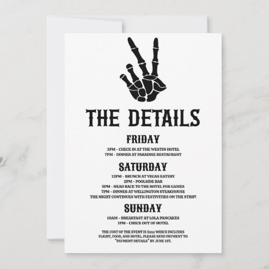 Till Death Do US Party Bachelorette Weekend Party Kaart (Achterkant)