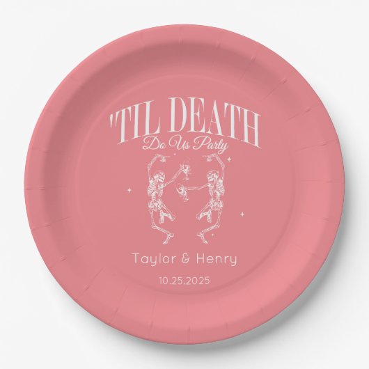 Till Death Do Us Party Custom Trouwpapier Borden Papieren Bordje (Voorkant)