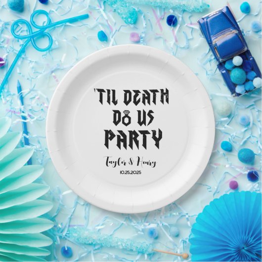 Till Death Do Us Party Custom Trouwpapier Borden Papieren Bordje (Feest)