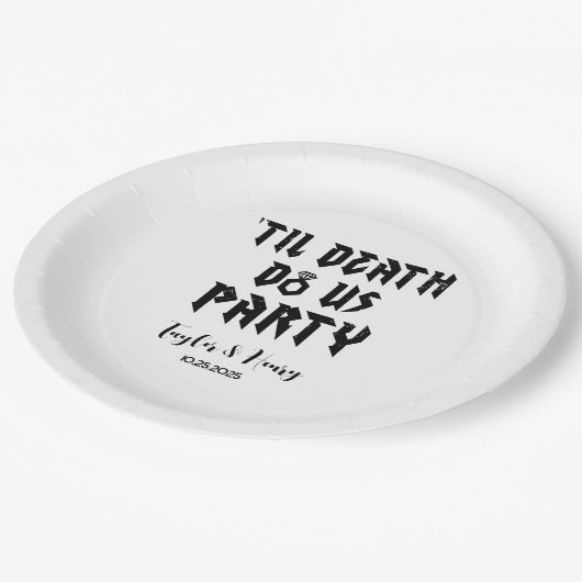 Till Death Do Us Party Custom Trouwpapier Borden Papieren Bordje (Gekanteld)