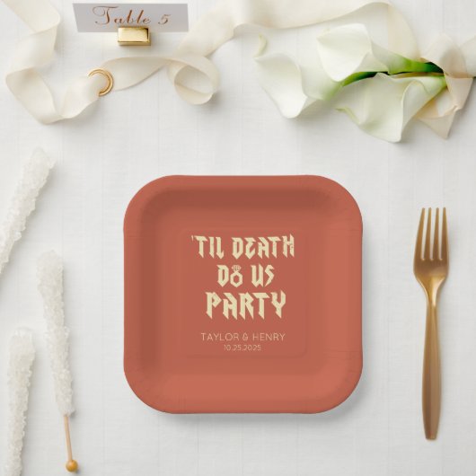 Till Death Do Us Party Custom Trouwpapier Borden Papieren Bordje (Huwelijk)