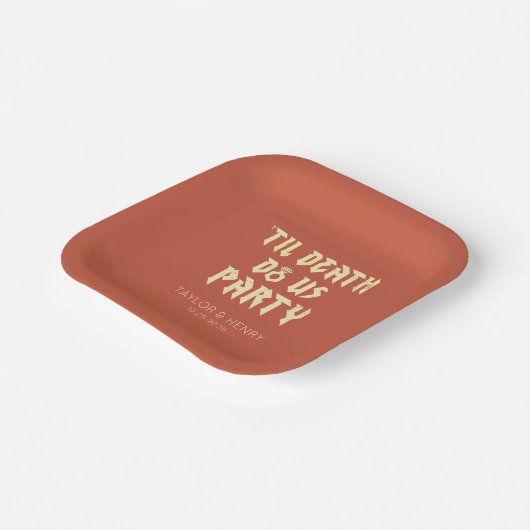 Till Death Do Us Party Custom Trouwpapier Borden Papieren Bordje (Gebogen)