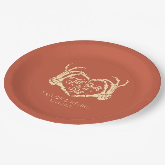 Till Death Do Us Party Custom Trouwpapier Borden Papieren Bordje (Gekanteld)