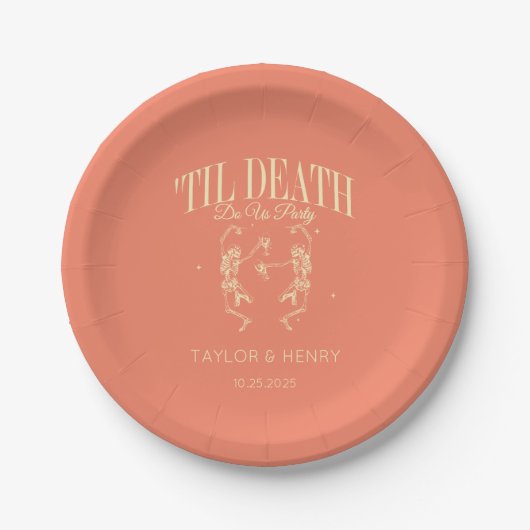 Till Death Do Us Party Custom Trouwpapier Borden Papieren Bordje (Voorkant)