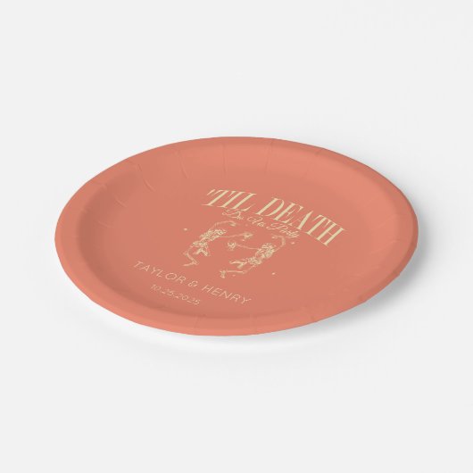 Till Death Do Us Party Custom Trouwpapier Borden Papieren Bordje (Gekanteld)