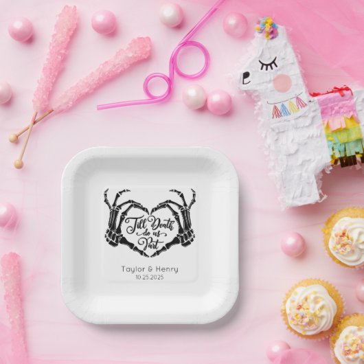 Till Death Do Us Party Custom Trouwpapier Borden Papieren Bordje (Feest)