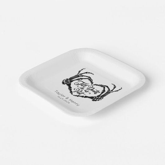 Till Death Do Us Party Custom Trouwpapier Borden Papieren Bordje (Gebogen)
