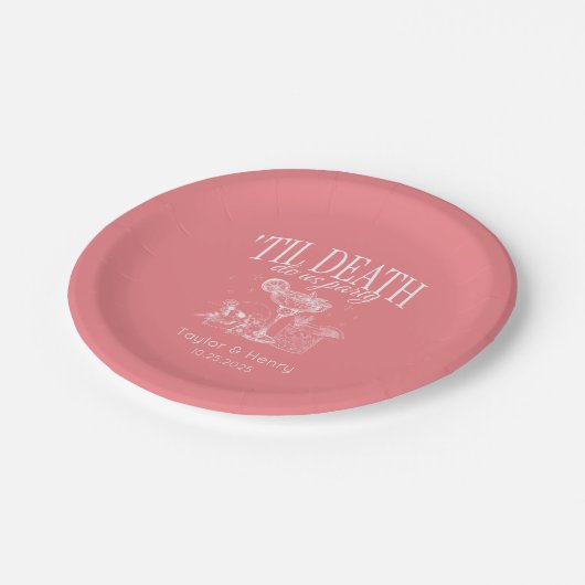 Till Death Do Us Party Custom Trouwpapier Borden Papieren Bordje (Gekanteld)