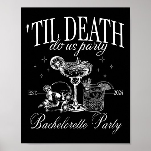 Till Death Do Us Party Funny Skeleton Drinking Che Poster (Voorkant)
