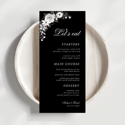 Till Death Do US Party Gothic Bloemen Zwart Bruilo Menu