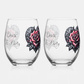 Till Death Do Us Party Gothic Zwart en Rood Rose Wijnglas Zonder Voet (Links)