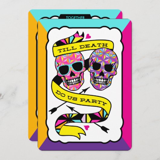 Till Death Do US Party - Neon bruiloft uitnodiging (Voorkant / Achterkant)